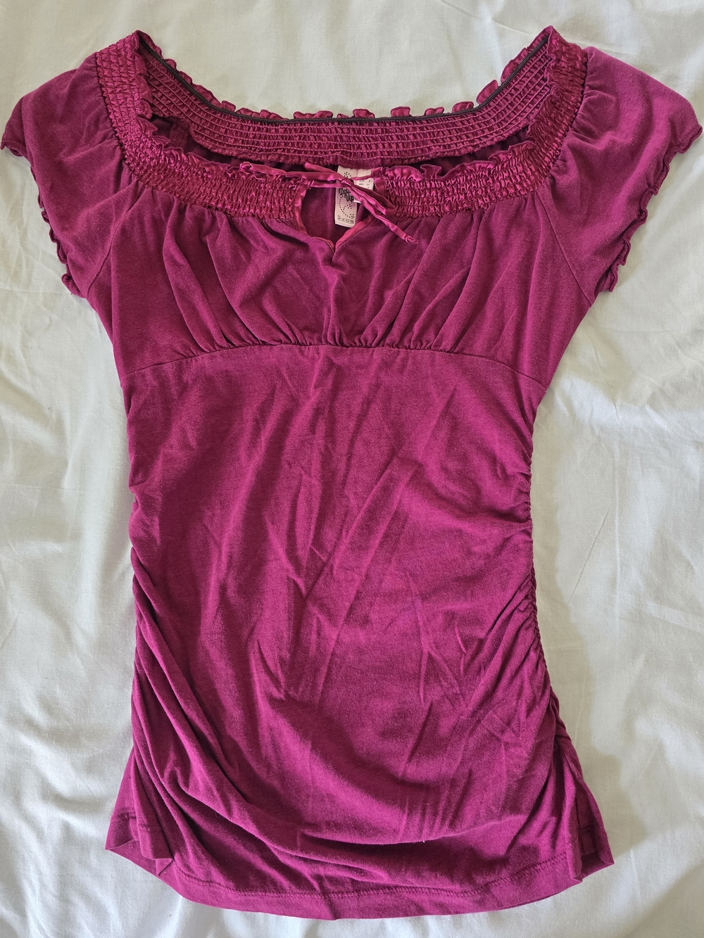 Dolled Up Fuchsia Smocked Square Neck Cap Sleeve Top